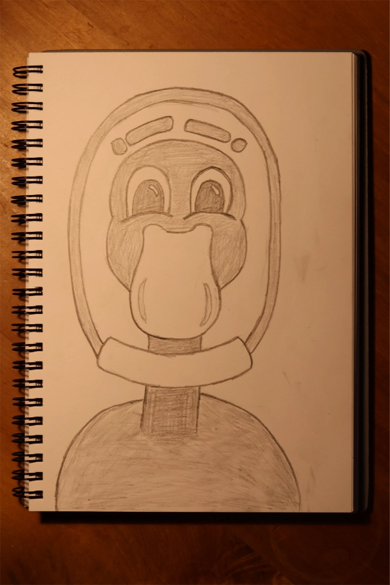 Initial pencil concept sketch for brand mascot development